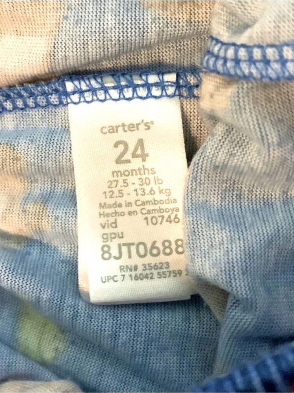 Carter’s Baby Infant Boys Blue BULLDOG Long Sleeve Pajamas Pjs Pants Set 24M